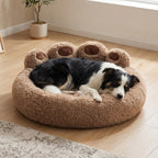 Panier pour Chien Rond en Forme de Patte en Fourrure