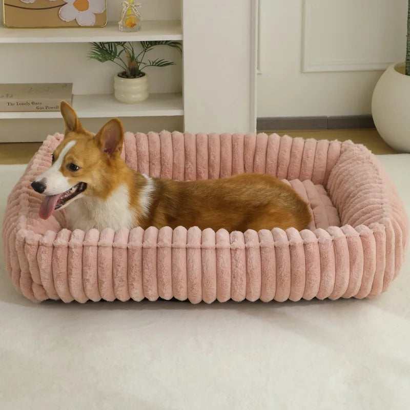 Rectangle Plush Dog Bed Winter Warm Mat Small Medium Big Pet Cat Dog Bed Kennel Puppy Sofacama Cat Cushion Pets Sofa Accessories