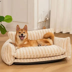 canape-orthopedique-pour-chien-rayures-beige-situation