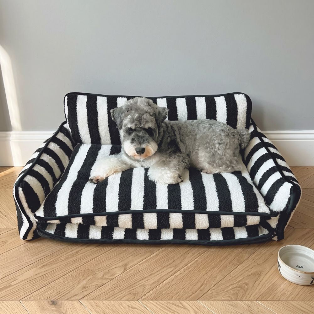 canape-orthopedique-pour-chien-rayures-noir-situation