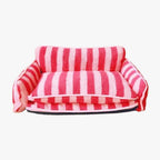 canape-pour-chien-a-rayures-rouge-face