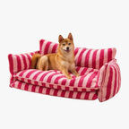 canape-pour-chien-a-rayures-rouge