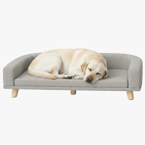 canape-pour-chien-gris-face