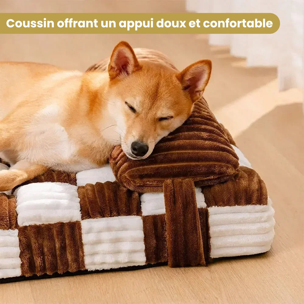 matelas-orthopedique-pour-chien-carreaux-avec-coussin-closeup-coussin