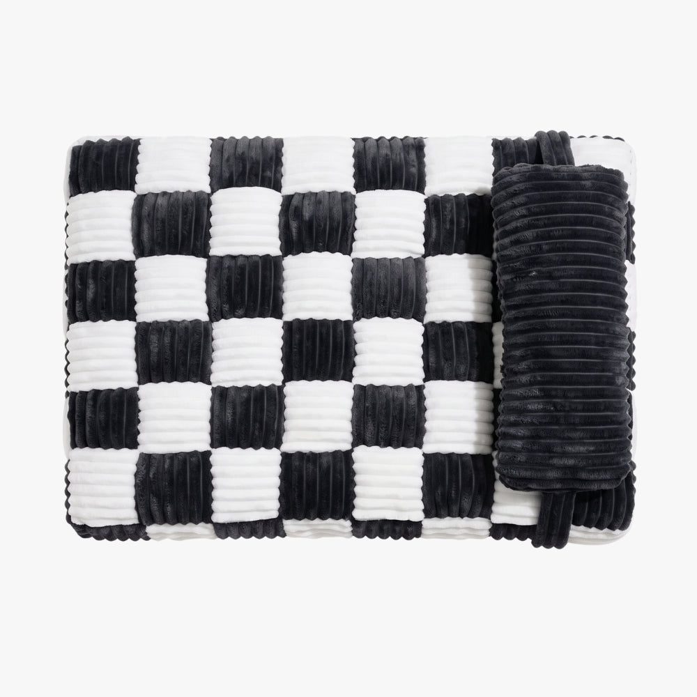 matelas-orthopedique-pour-chien-carreaux-avec-coussin-noir-packshot-dessus