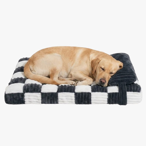 matelas-orthopedique-pour-chien-carreaux-avec-coussin-noir