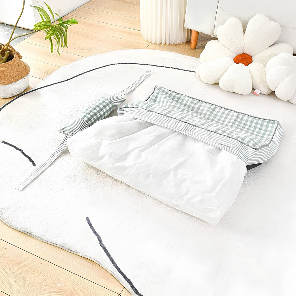 matelas-pour-chien-a-carreaux-avec-coussin-dehoussable