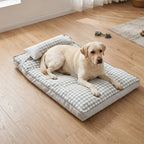 matelas-pour-chien-a-carreaux-avec-coussin-situation-vert