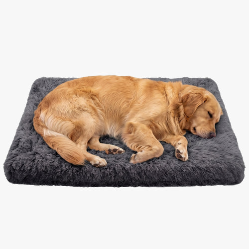 matelas-pour-chien-orthopedique-en-fourrure-gris-fonce