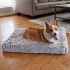 matelas-pour-chien-orthopedique-en-fourrure-gris-situation