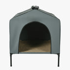 niche-pour-chien-sur-pied-grise-face
