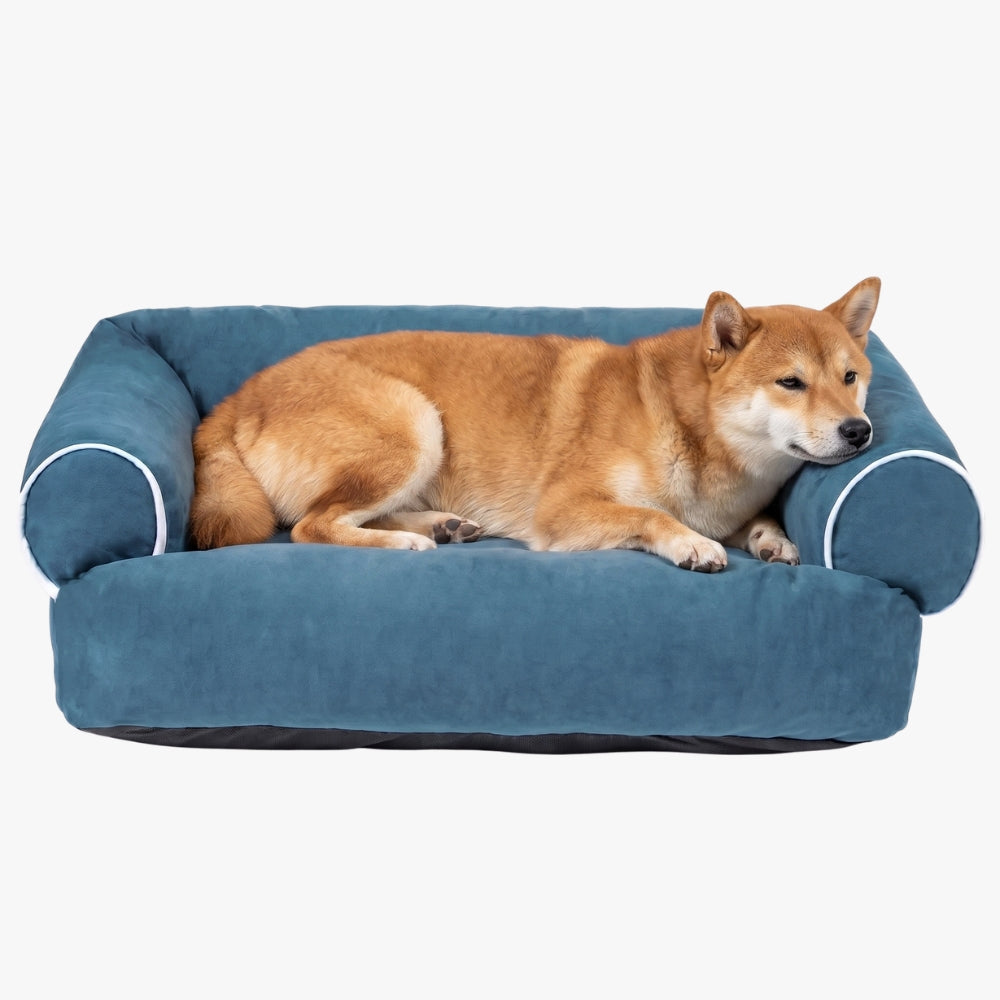 panier-canape-pour-chien-moelleux-en-coton-bleu
