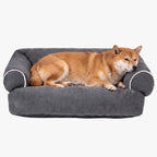 panier-canape-pour-chien-moelleux-en-coton-gris-fonce
