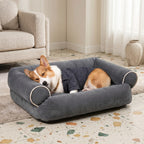 panier-canape-pour-chien-moelleux-en-coton-gris-situation
