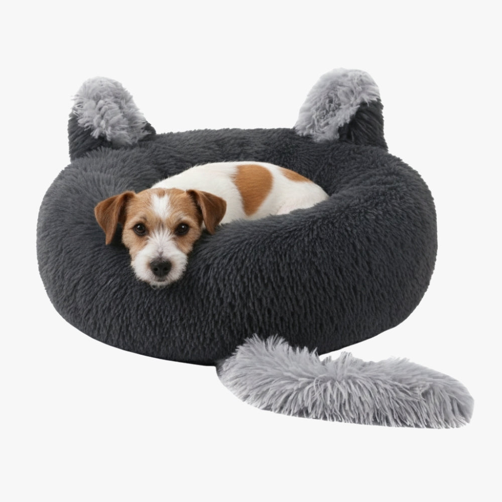 panier-donut-pour-chien-original-gris-fonce-avec-chien