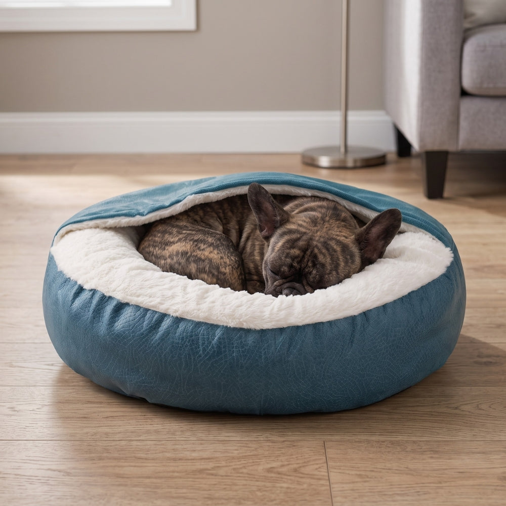 panier-orthopedique-pour-chien-semi-ferme-bleu-situation