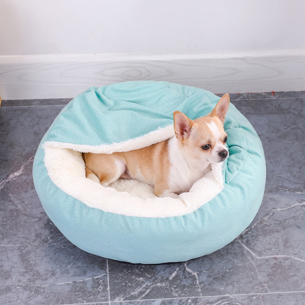 panier-orthopedique-pour-chien-semi-ferme-vert-situation