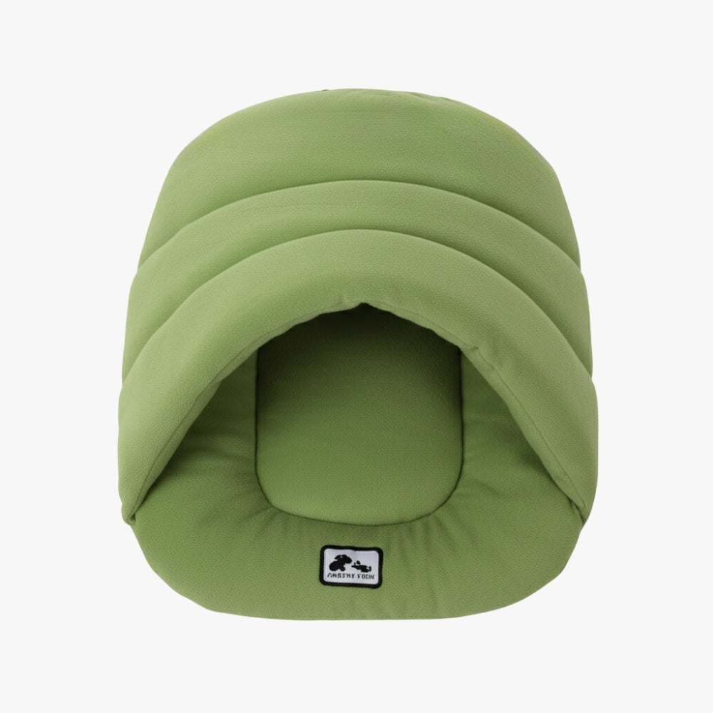 panier-pour-chien-chausson-vert-dessus