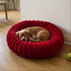 panier-pour-chien-donut-cotele-rouge-situation