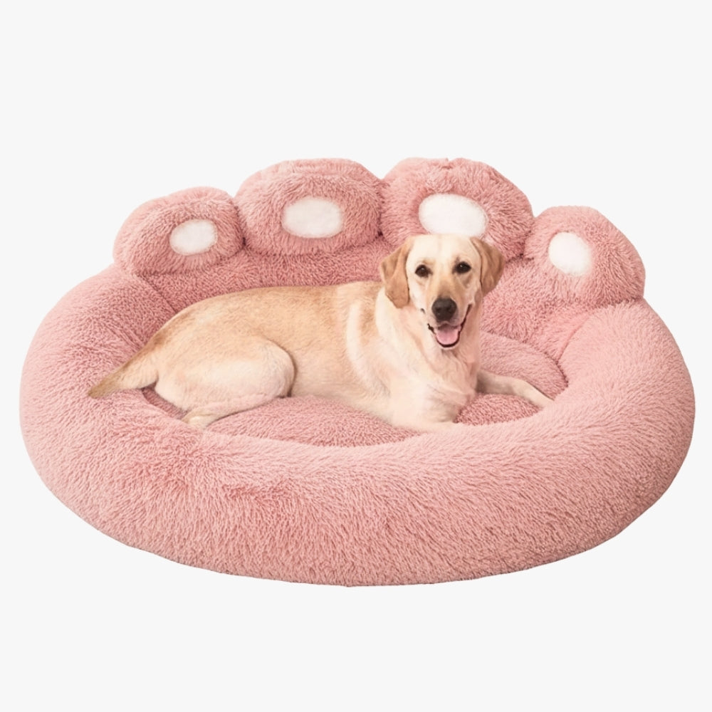 Panier pour Chien Rond en Forme de Patte en Fourrure