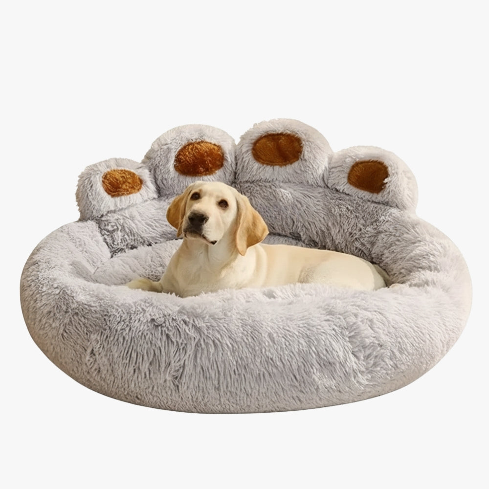 panier-pour-chien-gris-en-forme-de-patte-face