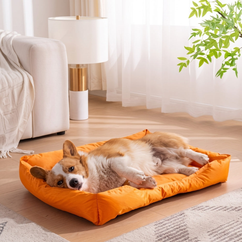 panier-pour-chien-impermeable-anti-poils-rectangulaire-orange-situation