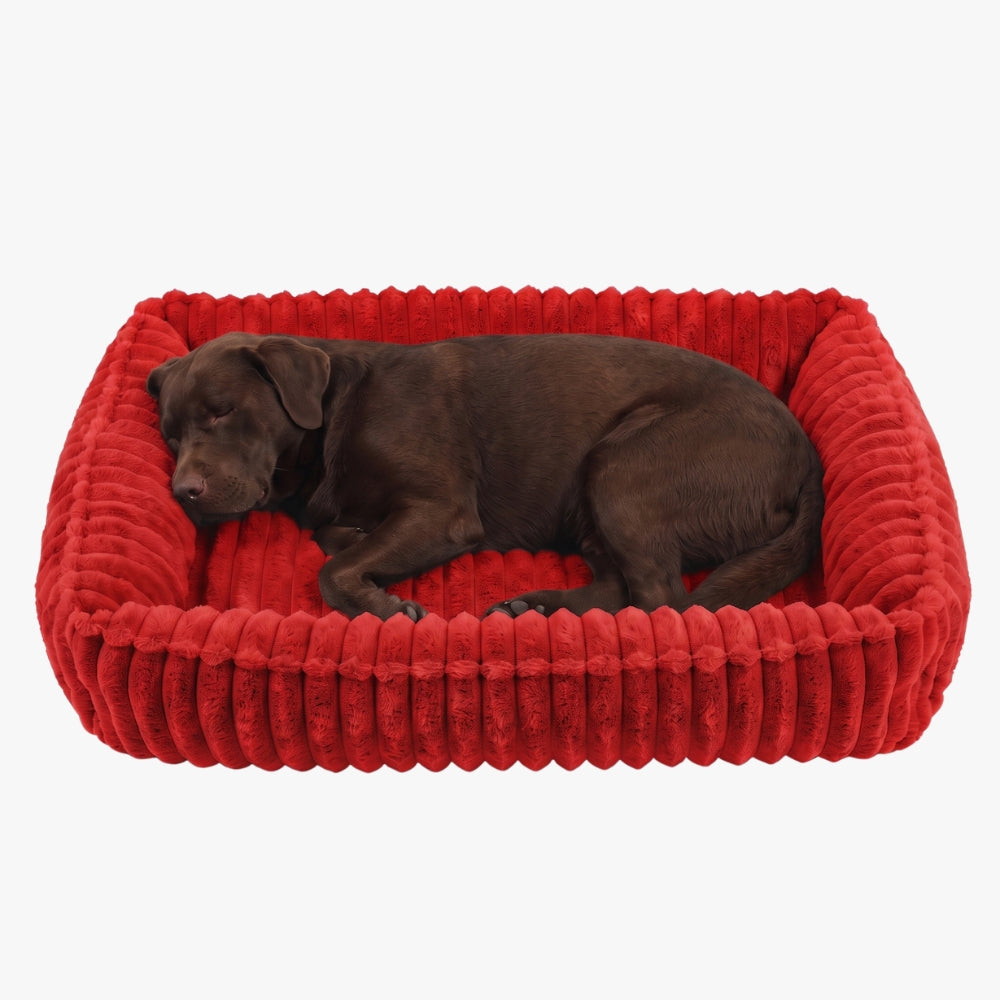 panier-pour-chien-moelleux-rectangulaire-cotele-rouge
