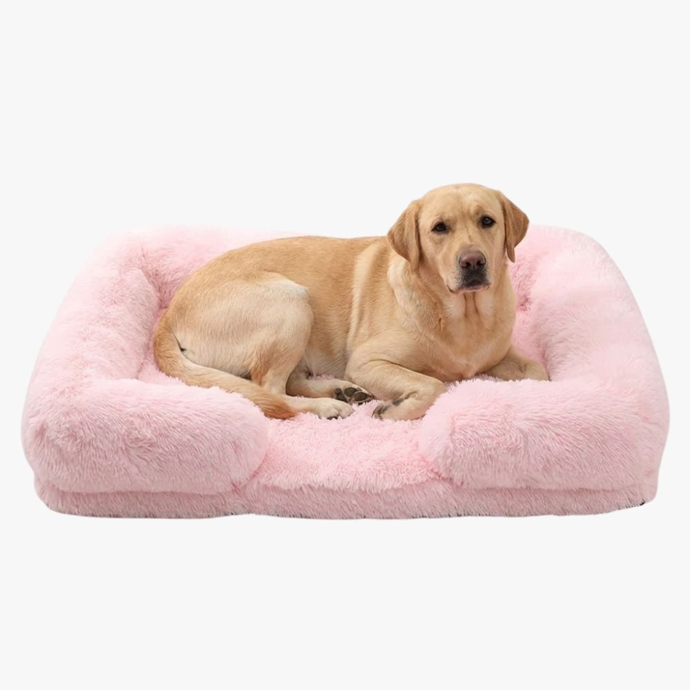 panier-pour-chien-orthopedique-a-fourrure-rose-clair