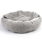 panier-pour-chien-orthopedique-anti-stress-semi-ferme-couverture-integree-gris-face