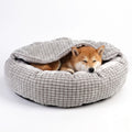 panier-pour-chien-orthopedique-anti-stress-semi-ferme-couverture-integree-gris