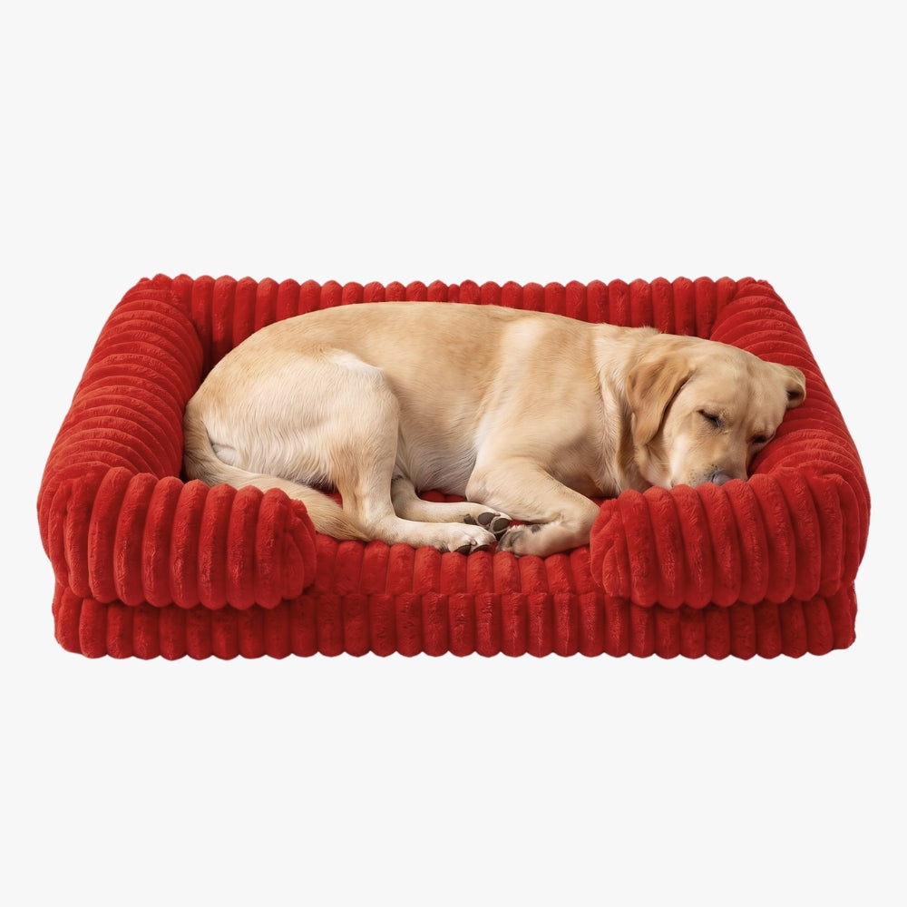 panier-pour-chien-orthopedique-rectangulaire-cotele-rouge