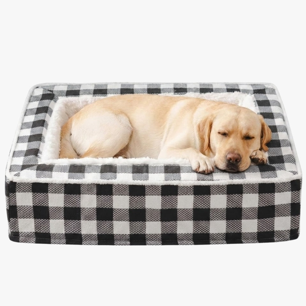 panier-pour-chien-rectangulaire-carreaux-anti-stress-interieur-fourrure-noir