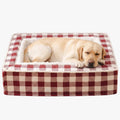 panier-pour-chien-rectangulaire-carreaux-anti-stress-interieur-fourrure-rouge