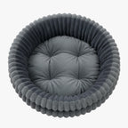 panier-pour-chien-rond-avec-rebords-gris-dessus