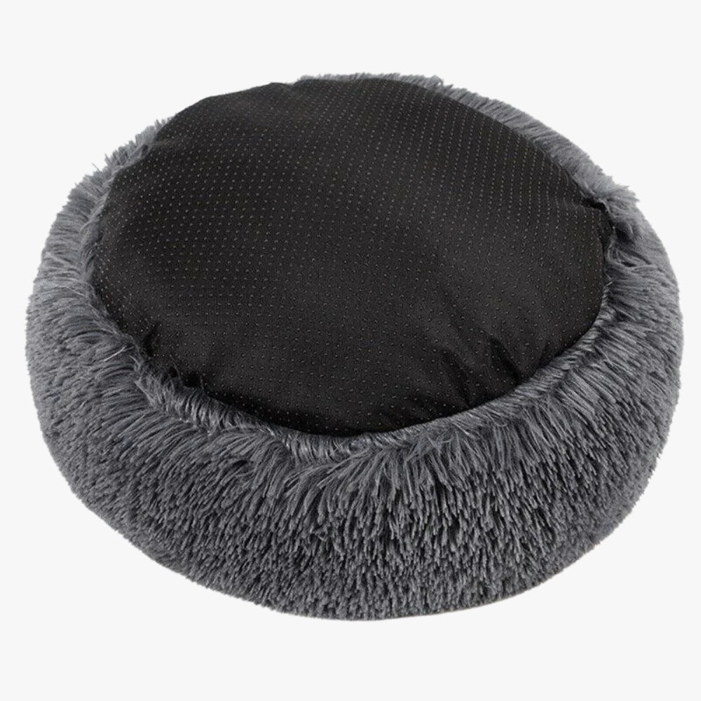 panier-pour-chien-rond-moelleux-en-fourrure-gris-fonce-base