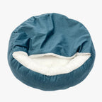 panier-pour-chien-rond-orthopedique-semi-ferme-bleu-dessus