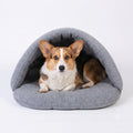 panier-pour-chien-semi-ferme-chausson-gris