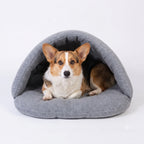 panier-pour-chien-semi-ferme-chausson-gris