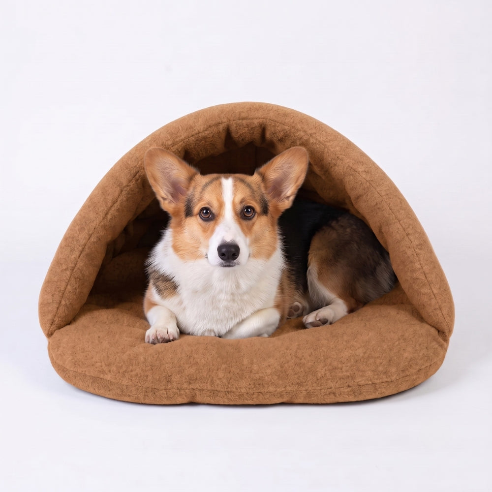 panier-pour-chien-semi-ferme-chausson-marron