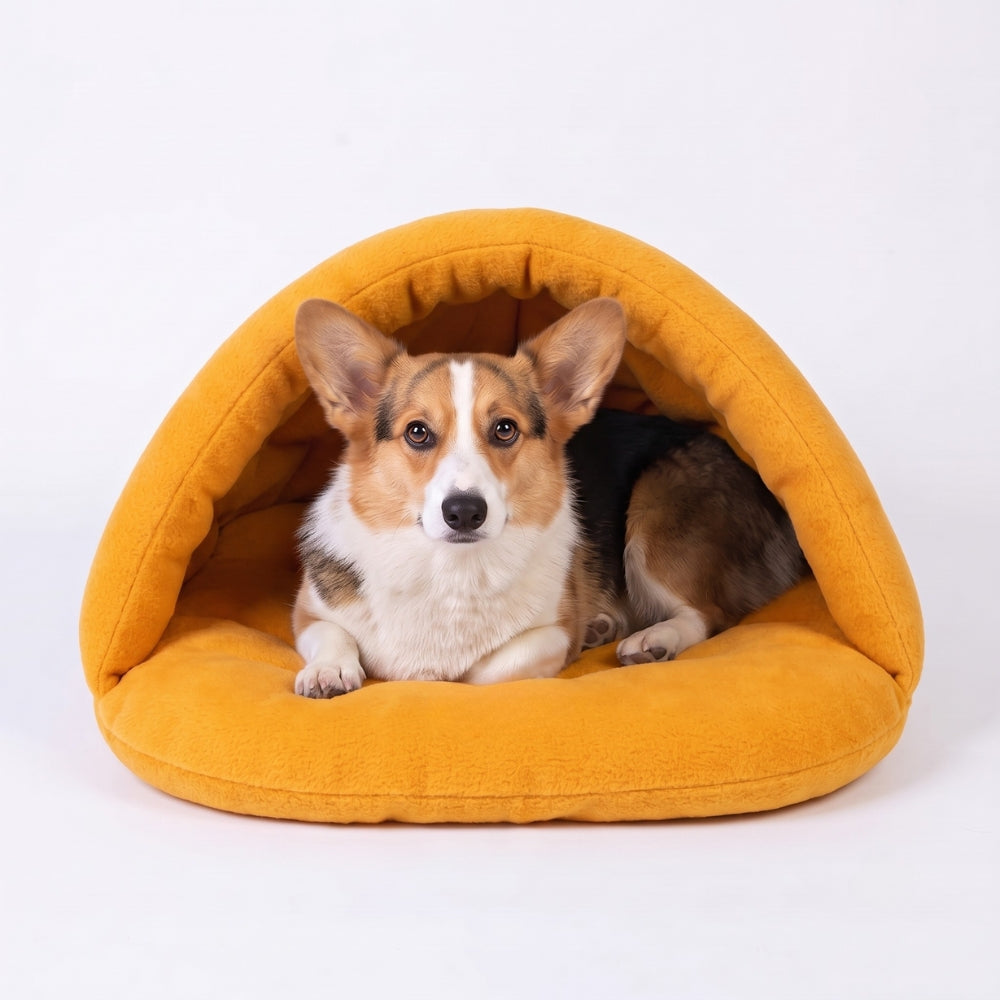 panier-pour-chien-semi-ferme-chausson-orange