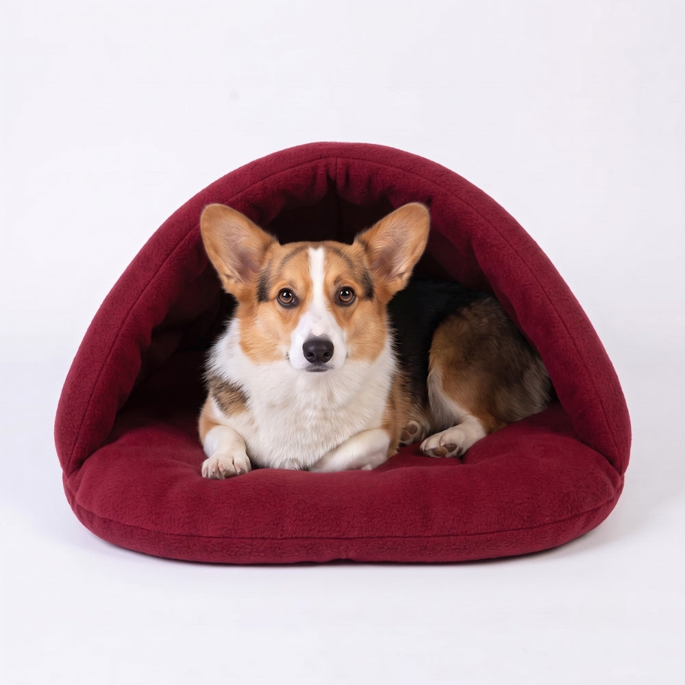 panier-pour-chien-semi-ferme-chausson-rouge