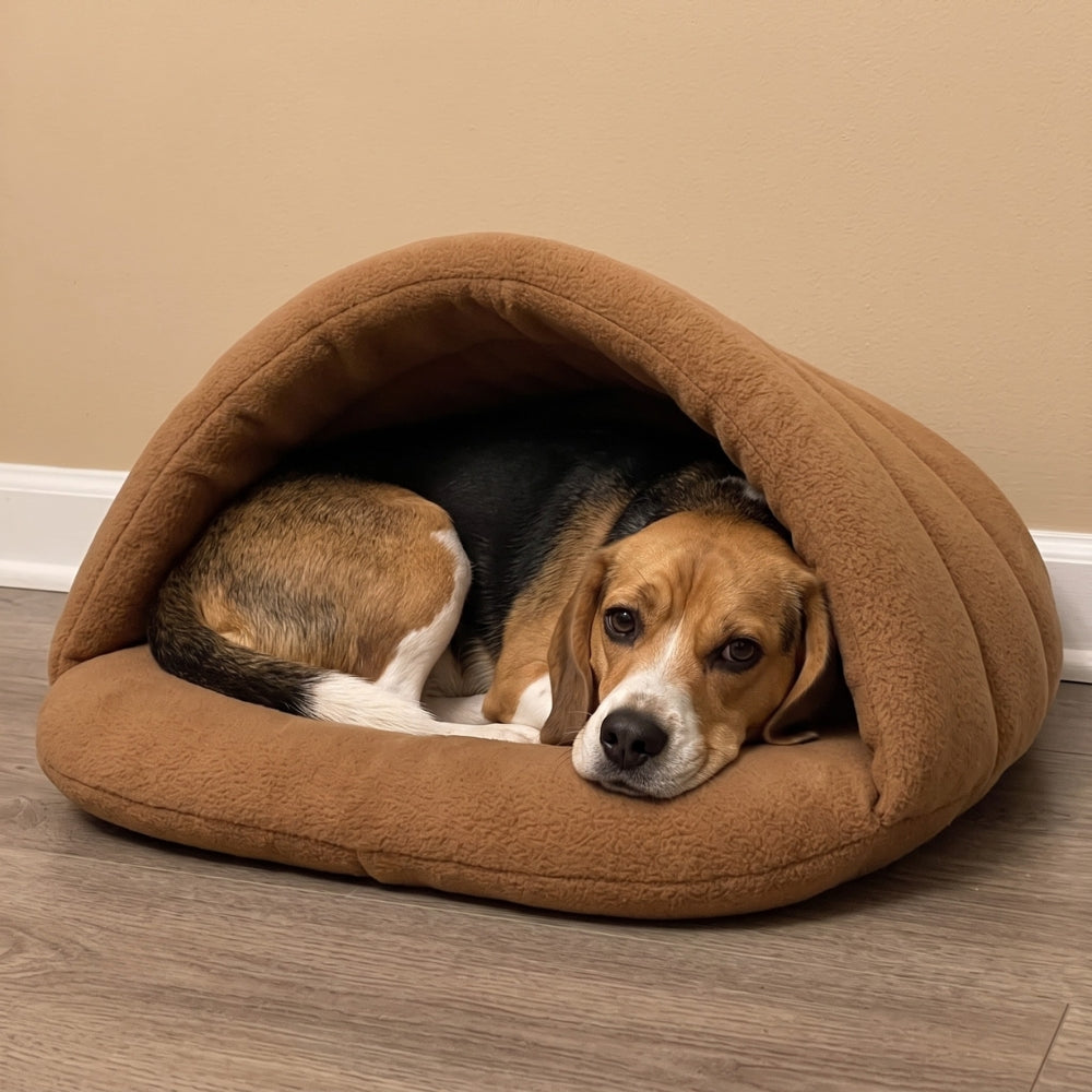 panier-pour-chien-semi-ferme-chausson-situation-marron