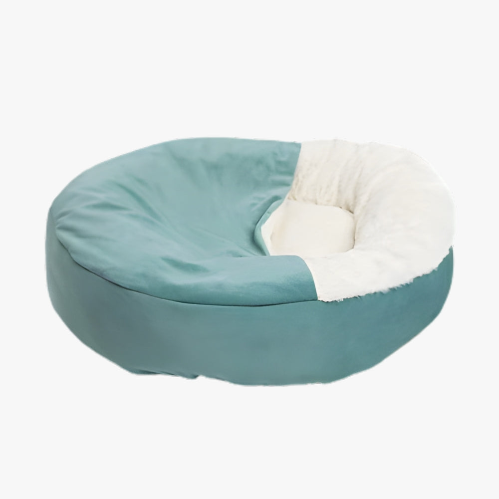 panier-pour-chien-semi-ferme-orthopedique-vert-fourrure