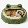 panier-pour-chien-semi-ferme-rond-grenouille-en-velours