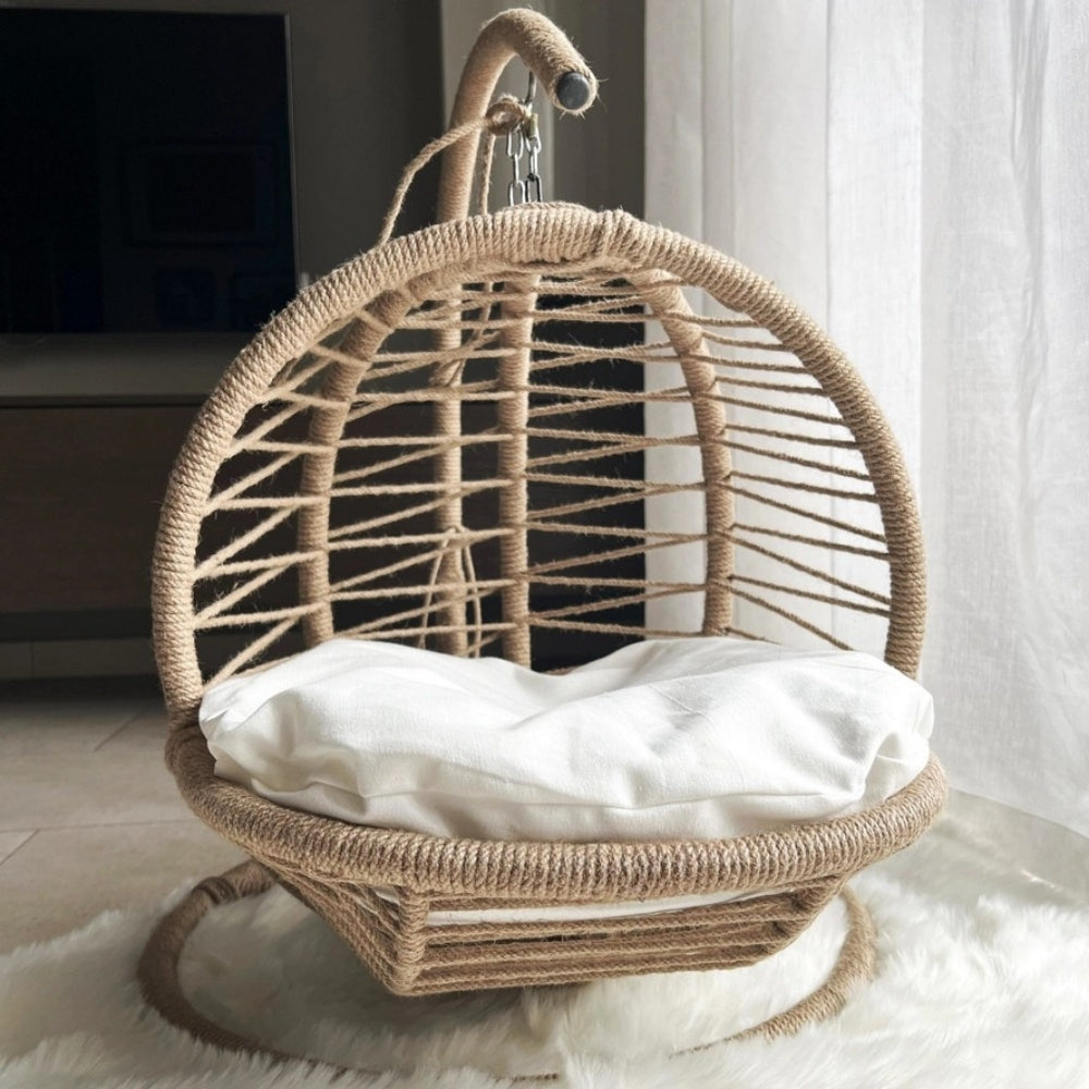 panier-pour-chien-suspendu-en-jute-face
