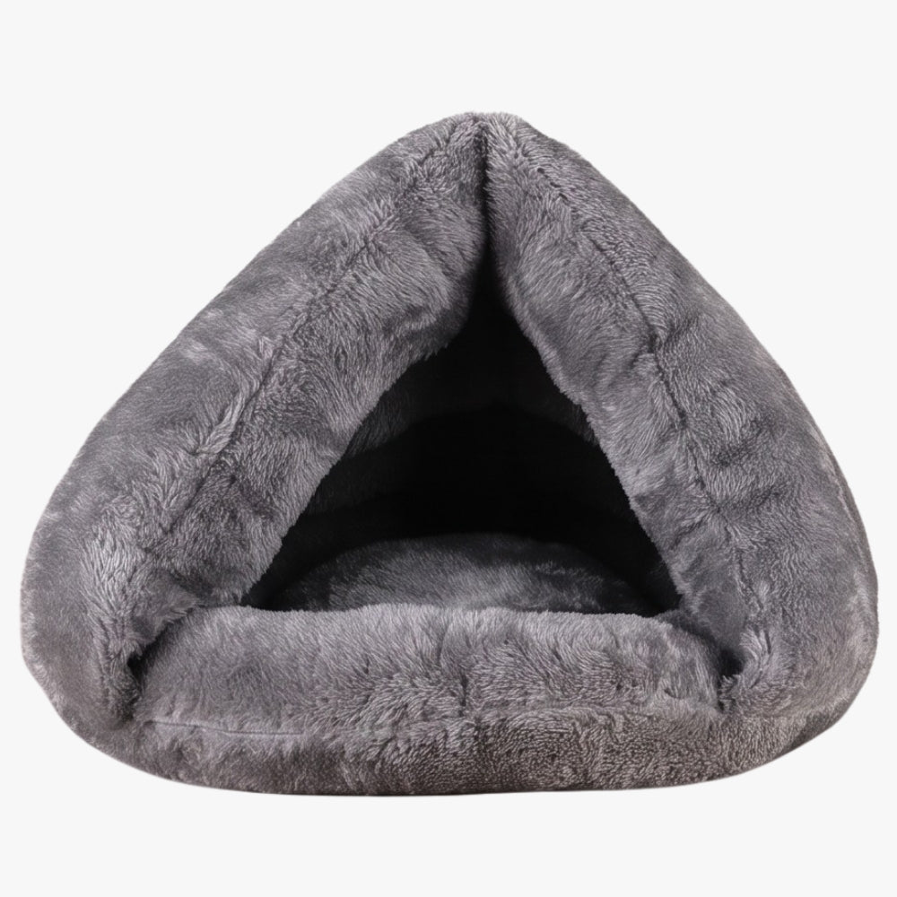 panier-pour-petit-chien-chausson-moelleux-gris-face