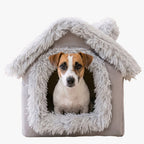 panier-pour-petit-chien-couvert-maison-en-fourrure-gris