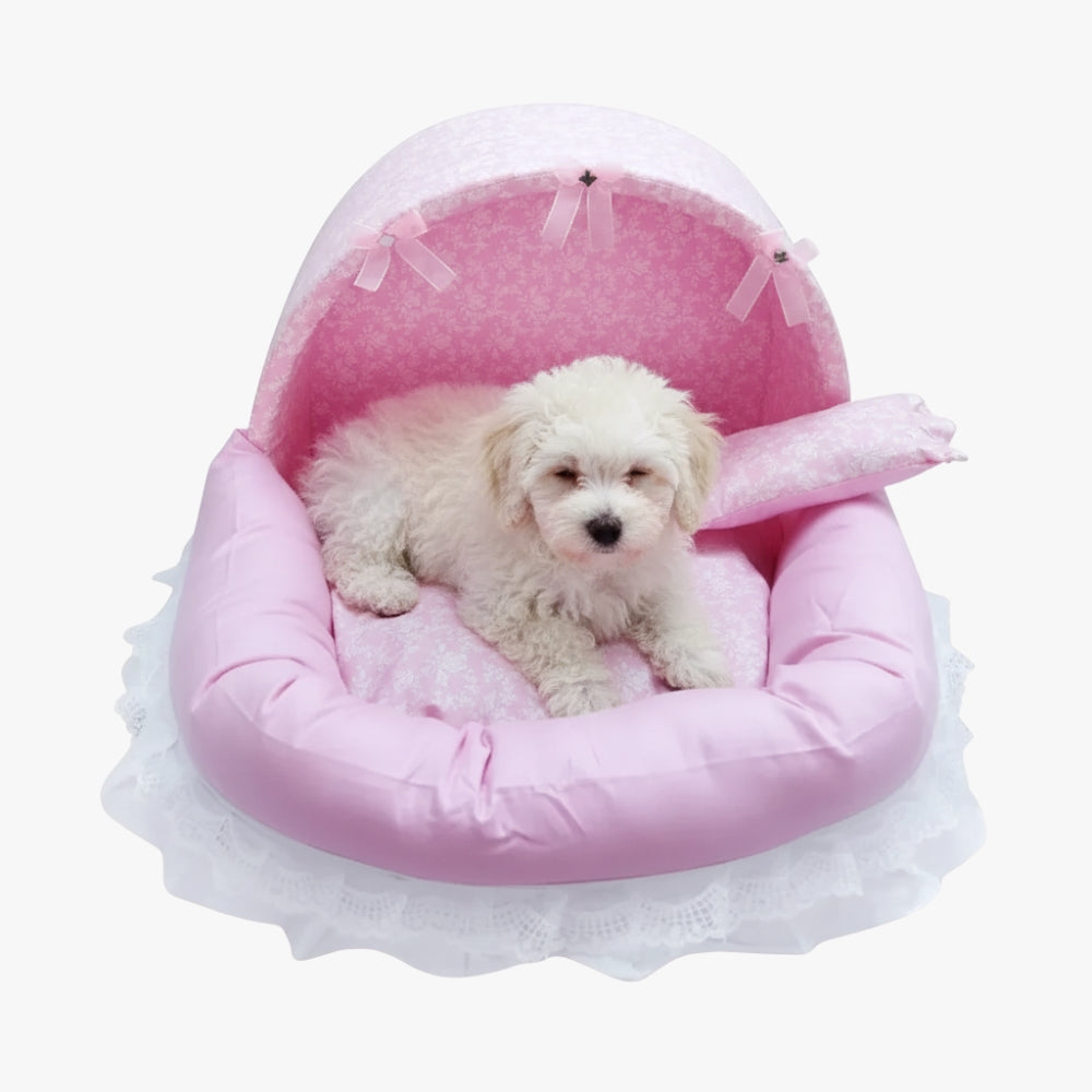 panier-pour-petit-chien-rose-a-dentelle-face