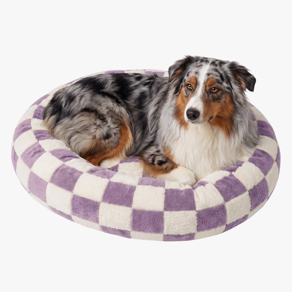 panier-rond-pour-chien-donut-carreaux-violet