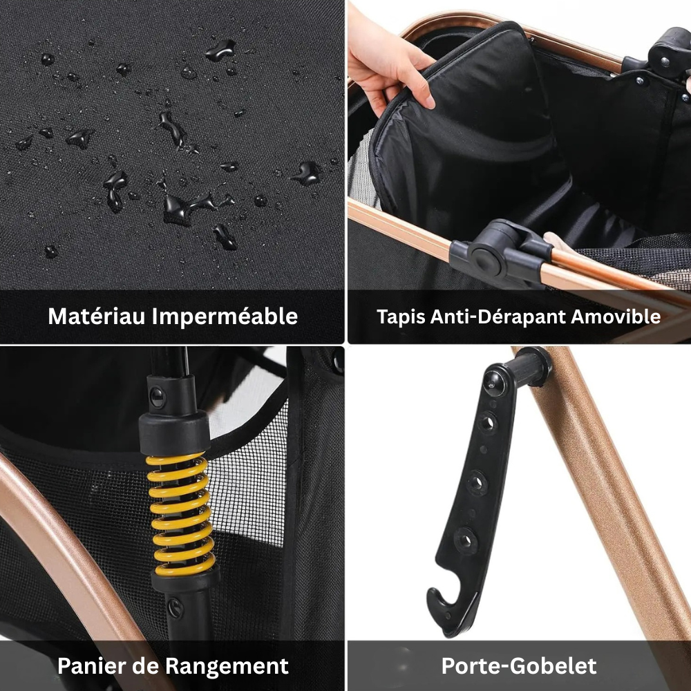 poussette-pour-chien-pliable-noir-et-bronze-fonctions